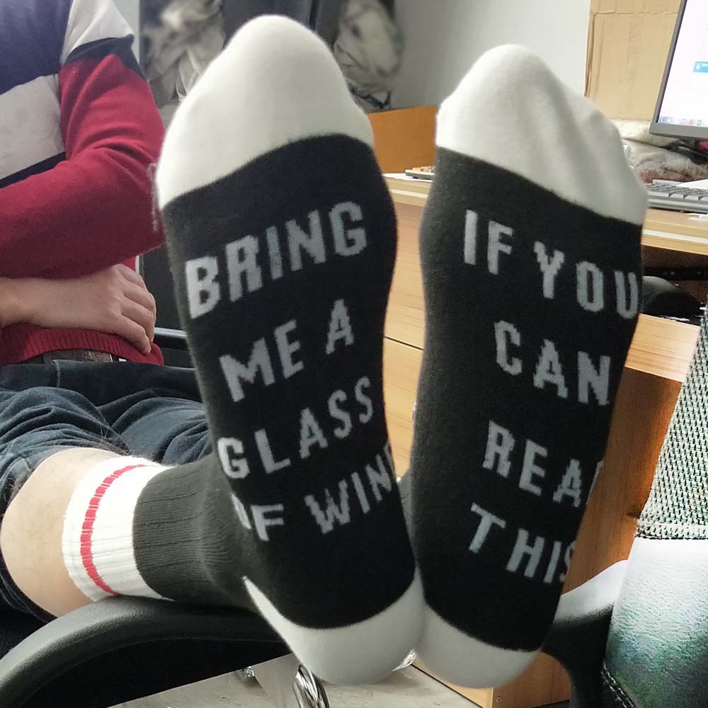 2025d IF YOU CAN RESD THISY Chaussettes unisexes en coton à semelle anglaise avec texte mi-mollet_voghion.com