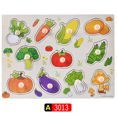 Iluminación Educación temprana para niños Dibujos animados Reconocimiento de animales Tablero de agarre de mano Entrenamiento de agarre de madera Forma Combinación Juguete de rompecabezas