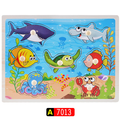 Iluminación Educación temprana para niños Dibujos animados Reconocimiento de animales Tablero de agarre de mano Entrenamiento de agarre de madera Forma Combinación Juguete de rompecabezas