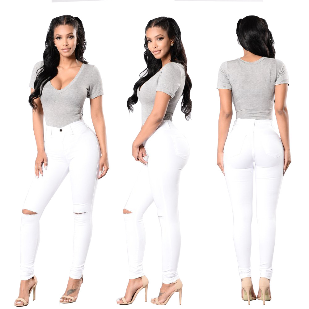 2023 transfronteriza europea y americana buena tela pantalones pitillo Amazon eBay AliExpress nuevas mujeres denim en stock venta al por mayor image 5