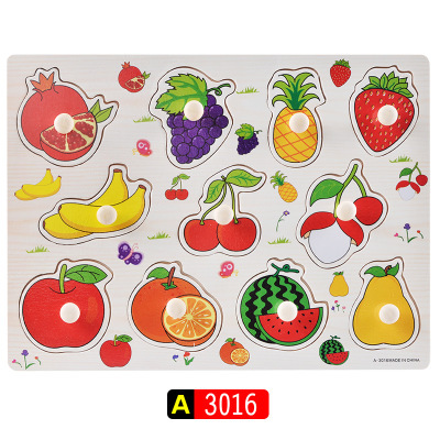 Iluminación Educación temprana para niños Dibujos animados Reconocimiento de animales Tablero de agarre de mano Entrenamiento de agarre de madera Forma Combinación Juguete de rompecabezas