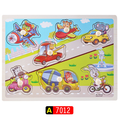 Iluminación Educación temprana para niños Dibujos animados Reconocimiento de animales Tablero de agarre de mano Entrenamiento de agarre de madera Forma Combinación Juguete de rompecabezas