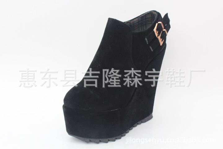 Boot nữ cổ thấp dây kéo bên, gót siêu cao phong cách mới — Màu đen