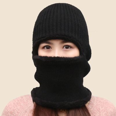 Cycling Warm Face Mask Outdoor Cold-Proof Neck Gaiter Ski Face Protection Fleece Headband Winter Knitted Wool Hat