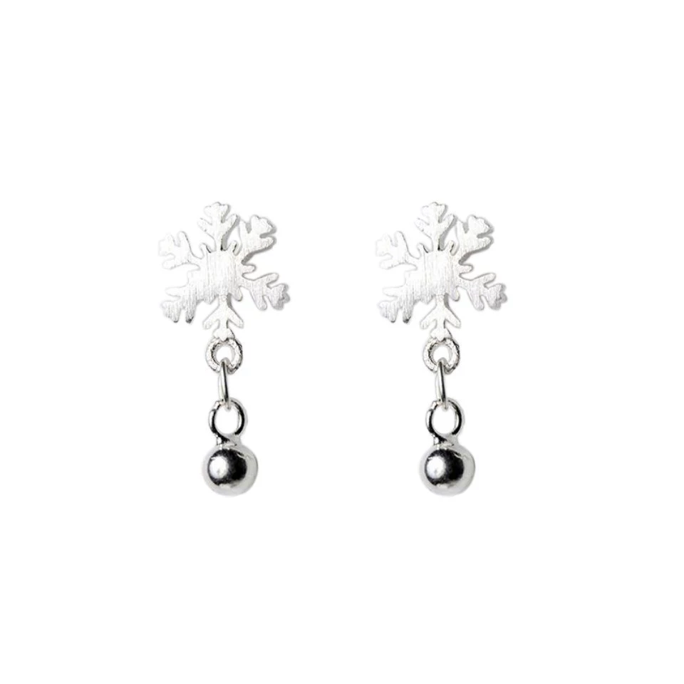 Серебряная игла, серьги, круглые бусины, модный творческий кулон, образец серебро 925, со снежинками, подарок на день рождения