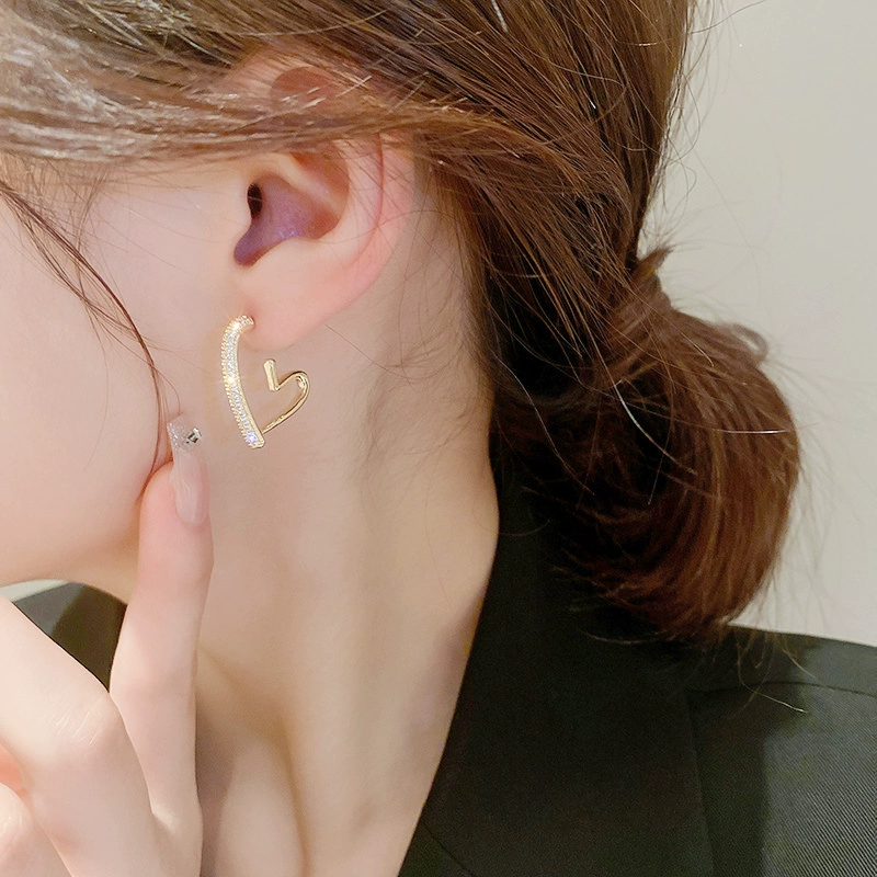 Серебряная игла, модный цирконий, серьги, образец серебра 925, простой и элегантный дизайн, европейский стиль, стиль легкой роскоши