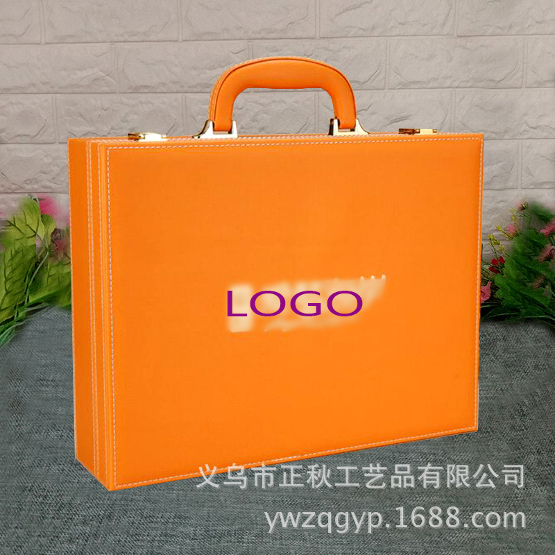 翻盖商务交房盒销售交房工具箱pu皮质钥匙箱手提箱质料存放盒