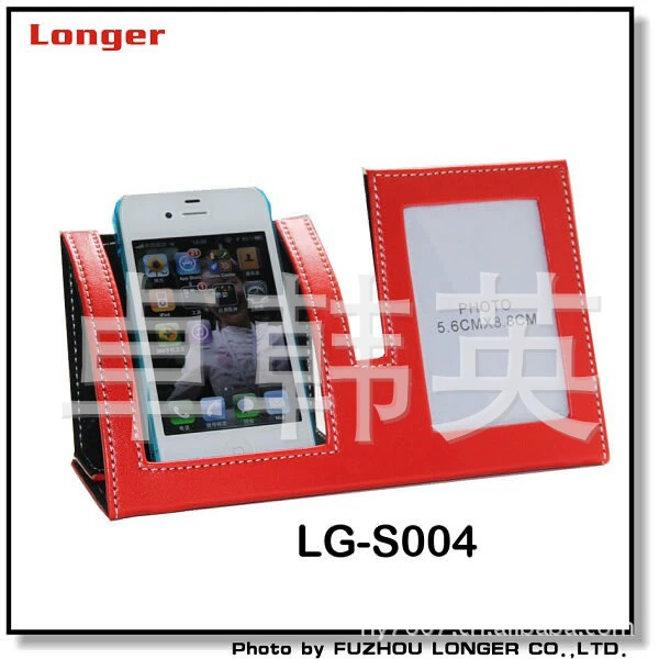 PU с держателем для мобильного телефона, LCD часы, настольные цифровые часы, кожаные цифровые часы с будильником LG-S004