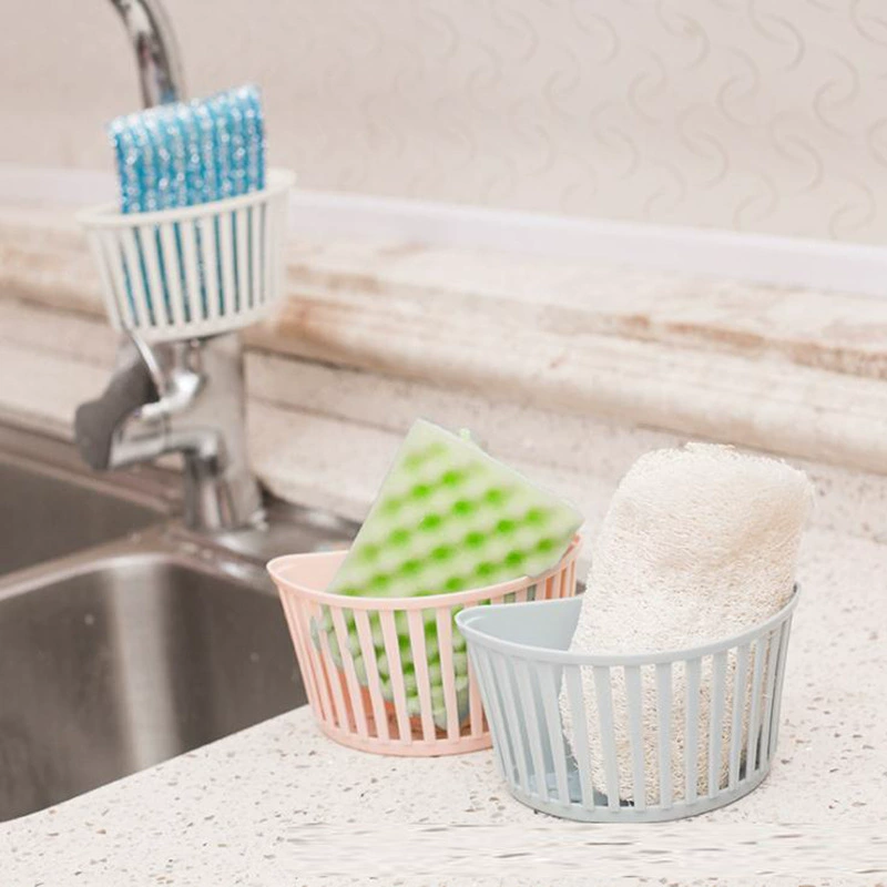 Hollow new small drain basket button-down kitchen sink plastic sponge rack bathroom spray head pipe storage