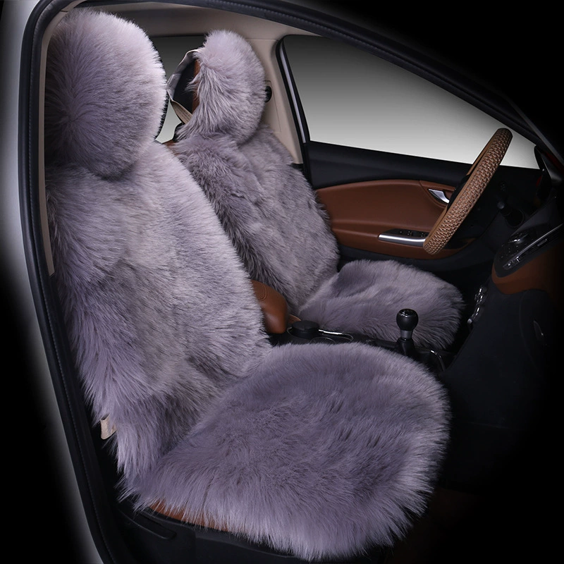 Plush car seat cover, full‑back faux‑fur winter seat cushion, universal fit