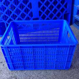厂家供应仓库注塑蔬周转箩 蓝色水果塑料框 有孔新料周转菜筐
