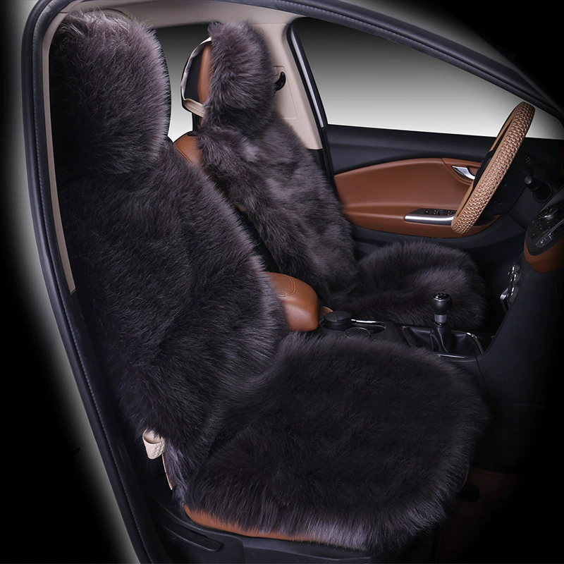 Plush car seat cover, full‑back faux‑fur winter seat cushion, universal fit
