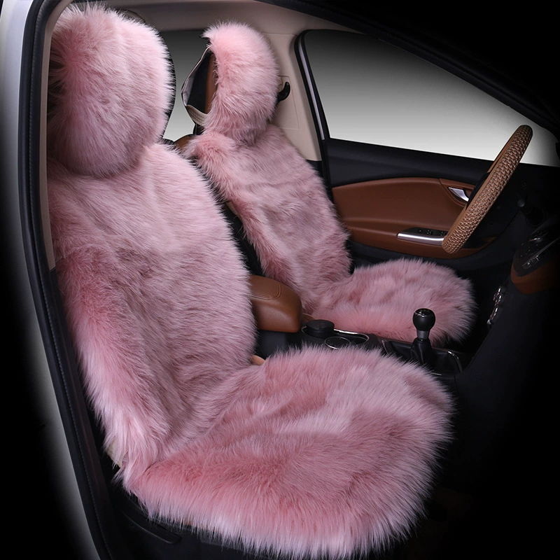 Plush car seat cover, full‑back faux‑fur winter seat cushion, universal fit