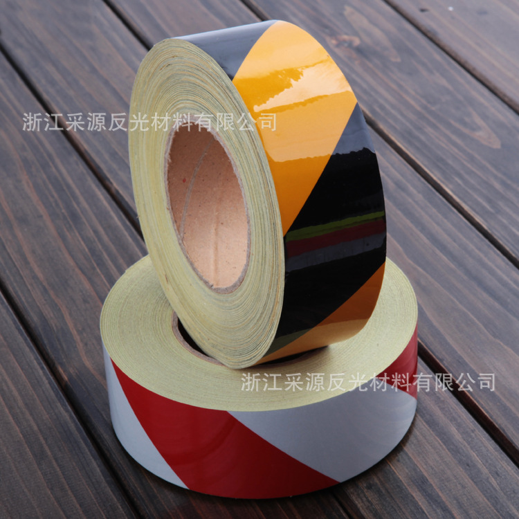 黄黑斜纹广告级反光膜PET反光贴红白反光胶带交通设施反光警示带