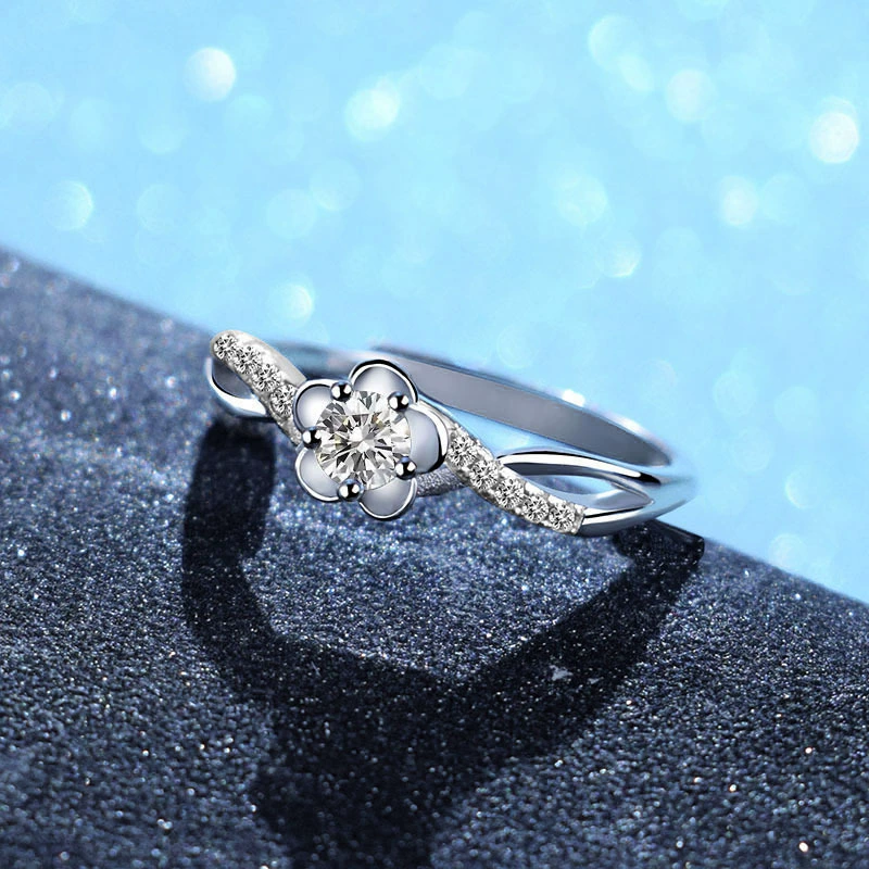 Brand ring with zircon, Aliexpress, silver 925 sample
