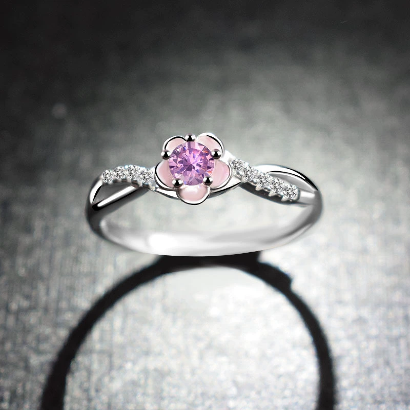 Brand ring with zircon, Aliexpress, silver 925 sample