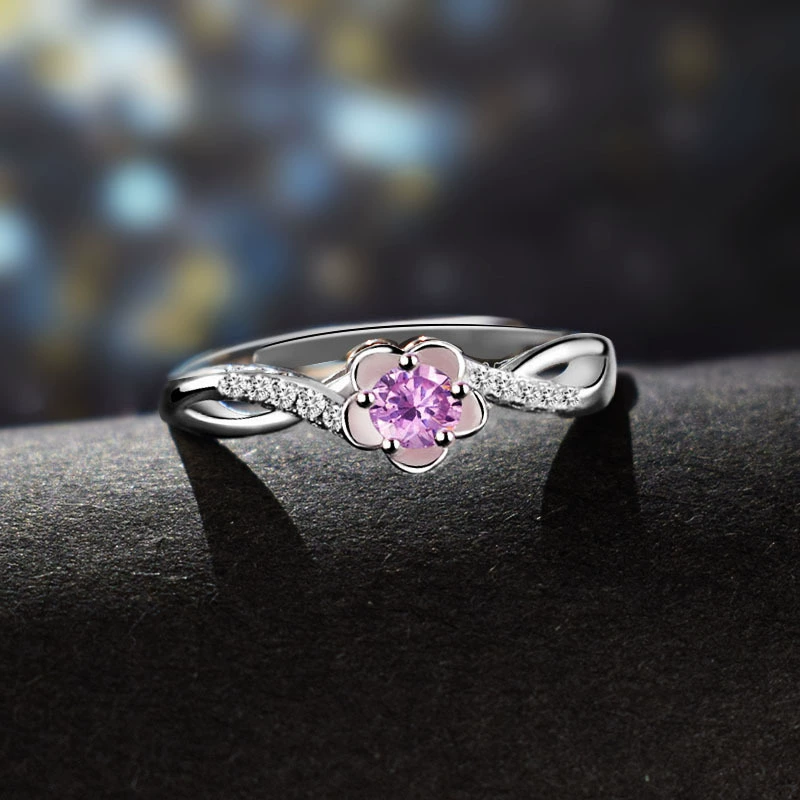 Brand ring with zircon, Aliexpress, silver 925 sample