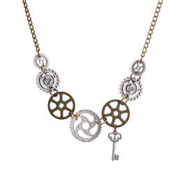 Wish亚马逊新款配饰 欧美复古蒸汽朋克齿轮组合吊坠项链跨境直销