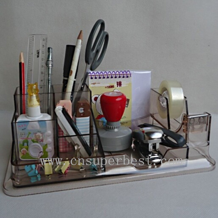 厂家生产亚克力办公文具架收纳盒有机玻璃桌面文具收纳盒