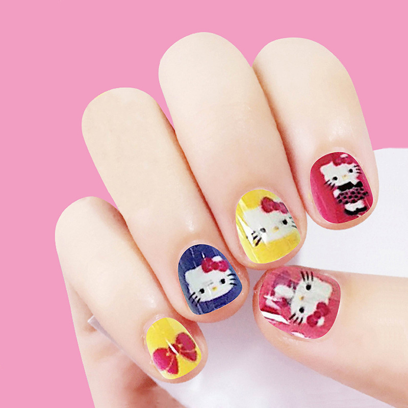 Cartoon Cat Pattern Nail Art Pieces, Finished Fake Nail Stickers, Low-Cost Creative Wearable Fake Nail Stickers for Street Vendors