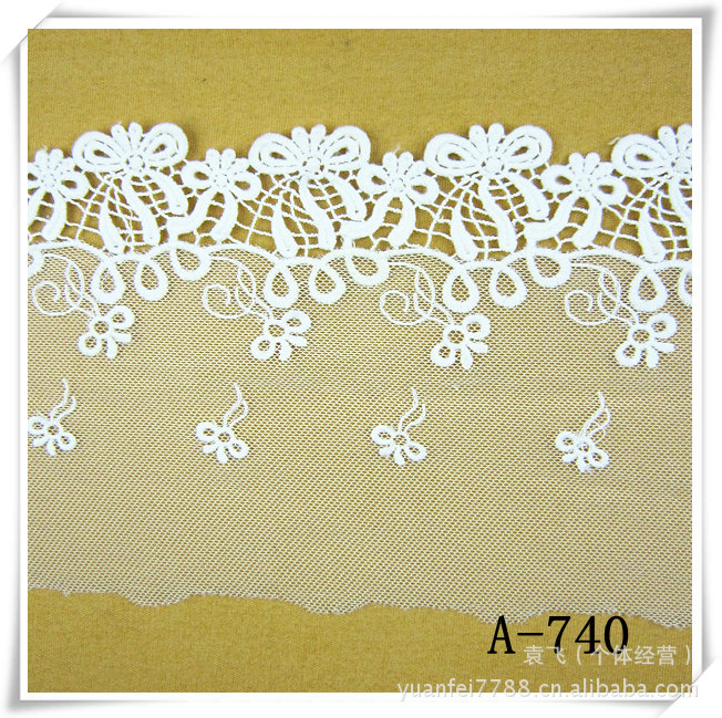 A-740 纯棉蝴蝶结水溶棉镂空网纱刺绣花边芭比娃娃辅料14厘米现货