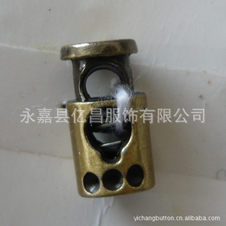 合金粘钻定绳器 帽绳卡头 双孔猪鼻扣 金属止绳器弹簧扣纽扣