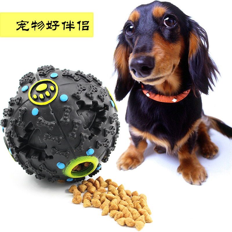 Perro snack comida fuga bola mascota comida fuga dispositivo extraño bola oso de peluche Golden Retriever Bola de juguete beneficio molar