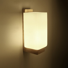 瑷洛特北欧木艺玻璃壁灯创意客厅壁灯卧室床头壁灯灯具