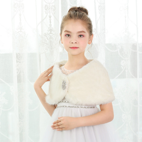 Children's Winter & Autumn Warm Hooded Scarf for Girls - Comfortable Long Sleeve, Thick Mantle, White Cute Princess Style, Wholesale