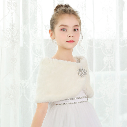Children's Winter & Autumn Warm Hooded Scarf for Girls - Comfortable Long Sleeve, Thick Mantle, White Cute Princess Style, Wholesale