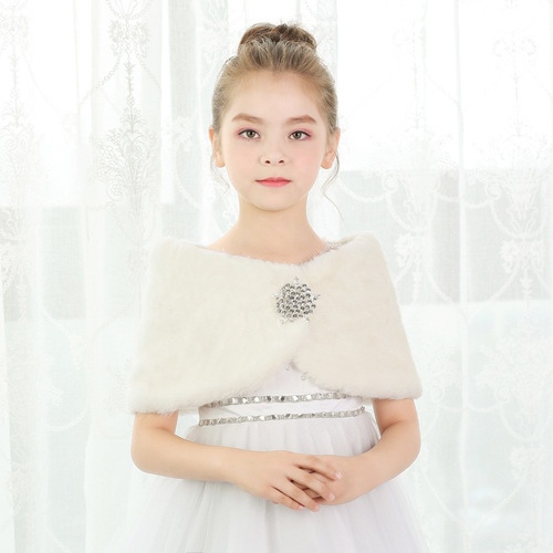 Children's Winter & Autumn Warm Hooded Scarf for Girls - Comfortable Long Sleeve, Thick Mantle, White Cute Princess Style, Wholesale