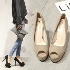 New stylish trend: European and American-style sexy lady-like business fish-mouth high-heeled shoes with extra-high platforms and low-cut designs&mdash;Model 666-3