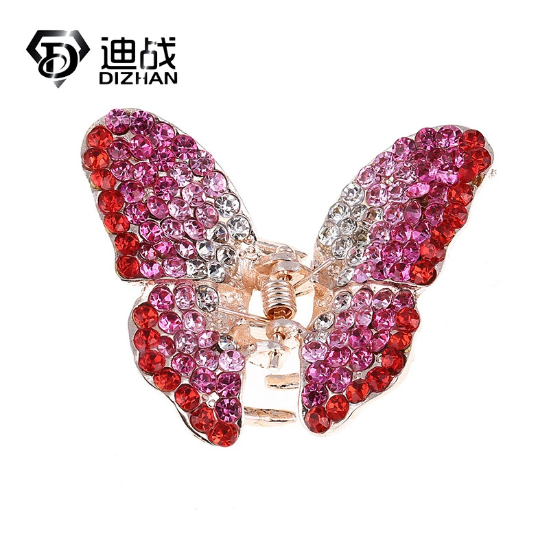 Модные аксессуары для волос в Корейском стиле с бриллиантовым градиентом, четырехцветный металлический Полный Бриллиант, заколка для волос с бабочкой, головной убор