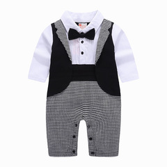 Wholesale Foreign Trade Children's Clothing, British Gentleman Style Infant Clothes for Babies, Spring and Autumn Long Sleeve Bodysuits with Diaper Covers