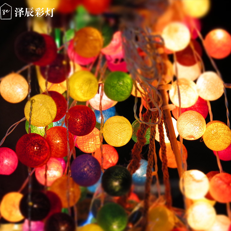 Handmade Cotton Thread Ball Atmosphere Light String Light Battery Box Led Colored Light String Holiday Room Decorative Light Outdoor Ball Light Handmade Cotton Thread Ball Atmosphere Light String Light Battery Box Led Colored Light String Holiday Room Decorative Light Outdoor Ball Light