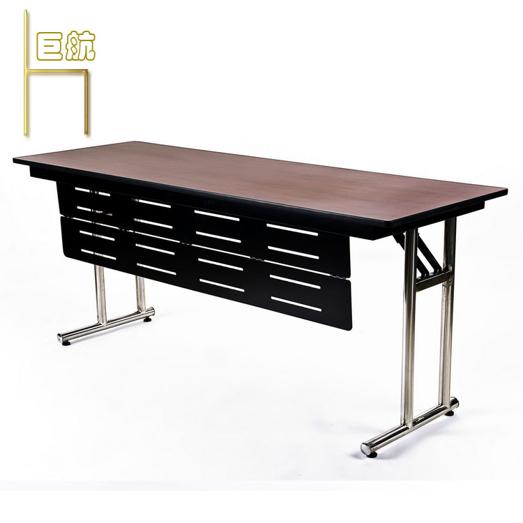 专业批发三胺板五金折叠桌 H型不锈钢IBM挡板会议长方桌