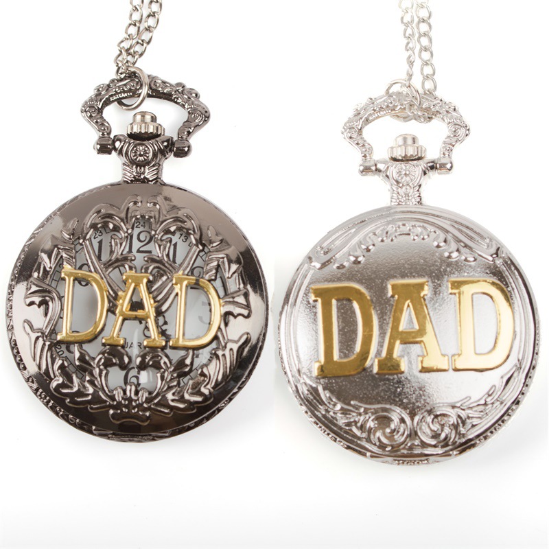 Cross-mirror foreign large vintage pocket watch room Gold DAD English letter necklace hanging watch personality fashion trend