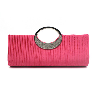 European and American hot-selling rhinestone evening bag wrist evening bag pleated clutch chain bag 021853