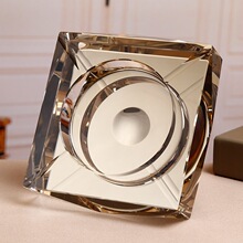 水晶烟灰缸 方形水晶棱玻璃彩印创意刻LOGO工艺精品烟缸送礼佳品