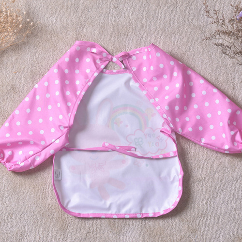 I love parents children's waterproof reverse dressing cotton baby painting girls long-sleeved smock baby love eating smock