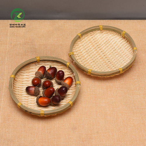 Small bamboo basket for drying tea leaves, hand-woven bamboo winnowing basket, snack basket, mini dried fruit plate, bamboo weaving photo prop