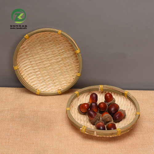Small bamboo basket for drying tea leaves, hand-woven bamboo winnowing basket, snack basket, mini dried fruit plate, bamboo weaving photo prop