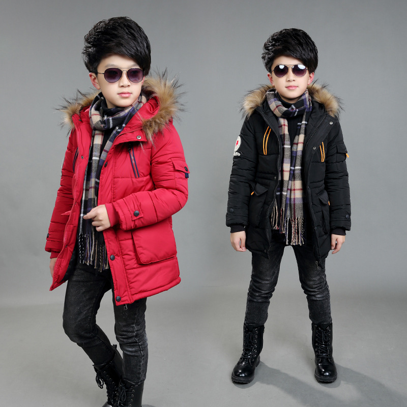 Ropa para niños ropa de invierno Abrigo acolchado de algodón para niños estilo coreano medio y grande algodón para niños de longitud media estrella de cinco puntas engrosada Abrigo acolchado de algodón