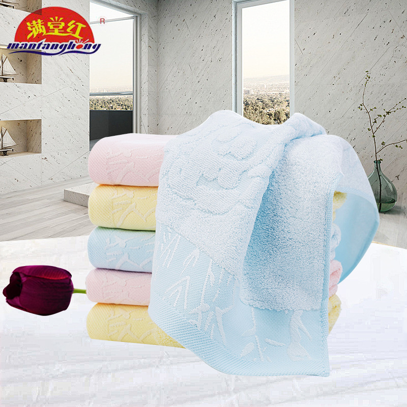 Factory direct bamboo fiber towel jacquard bamboo bear absorbent towel advertising gift towel printed towel