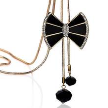 丽银饰品蝴蝶结长款项链高档气质百搭时尚韩版毛衣链配饰链女