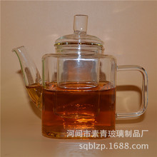 供应高硼硅玻璃方形泡茶壶 400ml带过滤内胆方把方形泡红绿茶器