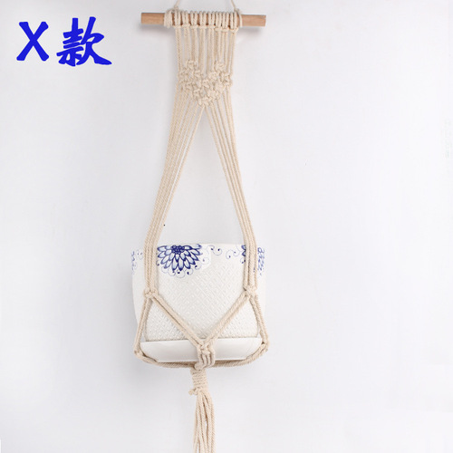 Horticulture green plant pots jute rope hanging nets pot hanging mesh baskets hanging baskets woven fine jute ropes