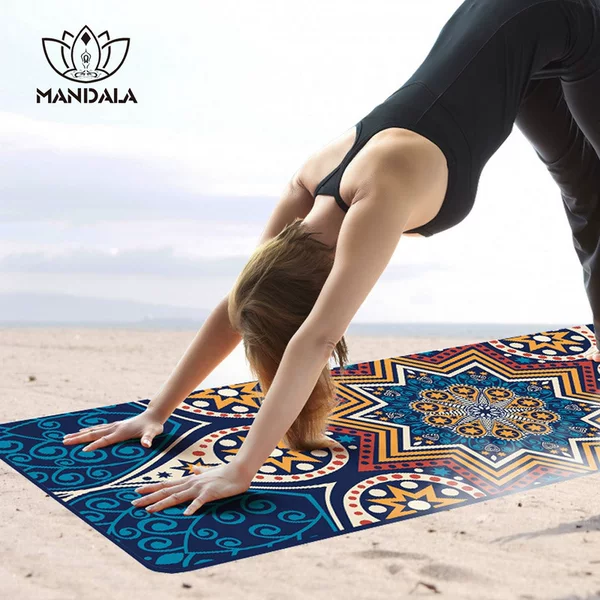 Mandala Yoga Towel Soft Silicone Non-Slip Quick-Drying Fitness Pilates Outdoor Sports for Men and Women