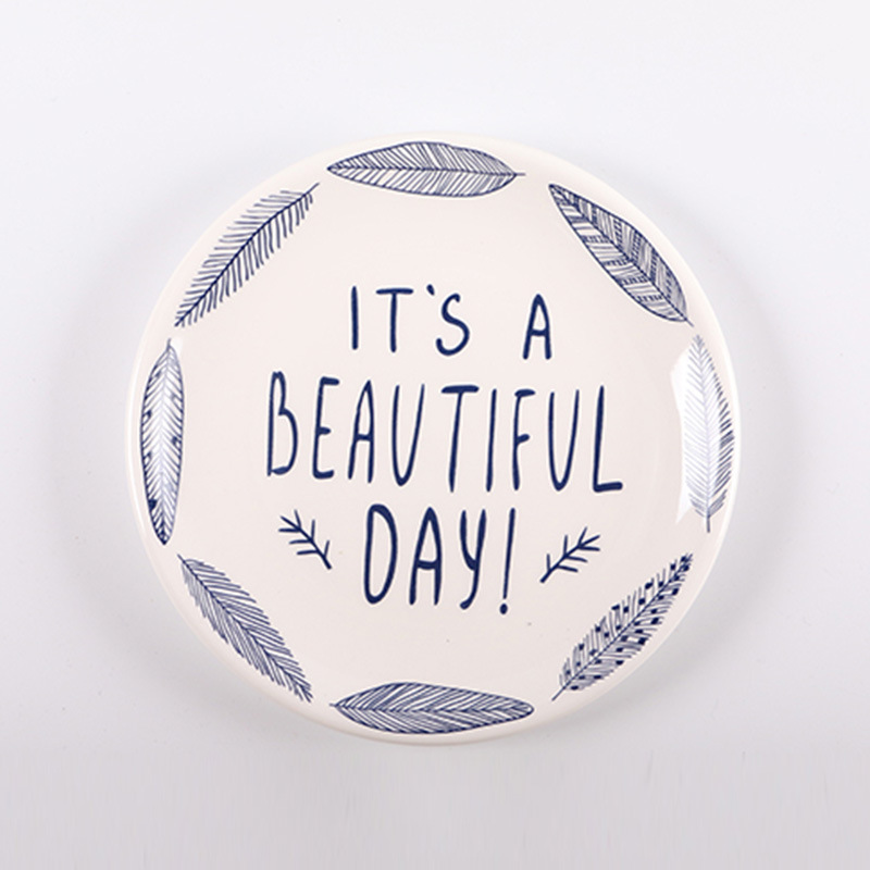 Grey Building Creative Western Food Plate Simple Household Cake Breakfast Plate Hotel Ceramic Tableware Restaurant Dishes and Dishes Set
