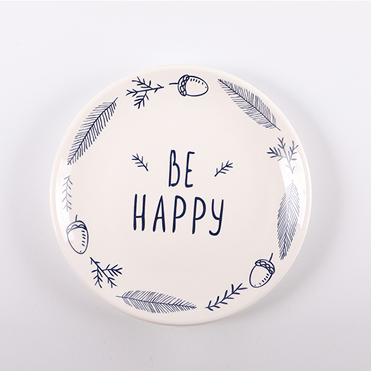 Grey Building Creative Western Food Plate Simple Household Cake Breakfast Plate Hotel Ceramic Tableware Restaurant Dishes and Dishes Set